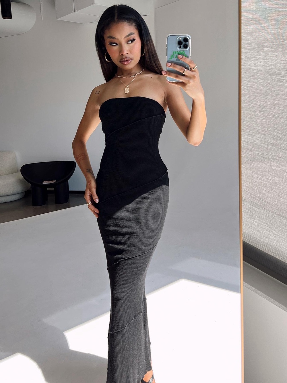 NWT Princess Polly Oscar Midi Dress Black womens SZ US 4 ribbed diagonal stitch